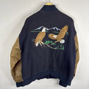 Peerless Garments Varsity L Jacket Eagle Embroidery Wool Suede Sleeves Men 44